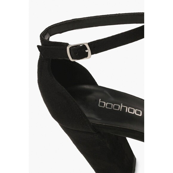 Boohoo Basic Barely There Heels Ankle Strap Black Size US 8 New In Box - Picture 4 of 10